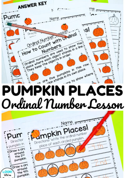 This pumpkin themed kindergarten ordinal number lesson is perfect for teaching early learners!