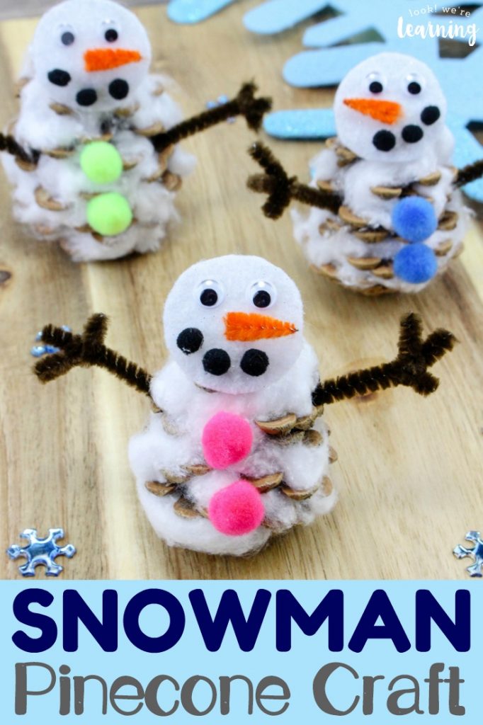 This adorable pinecone snowman craft for kids is a perfect winter art activity for little ones!