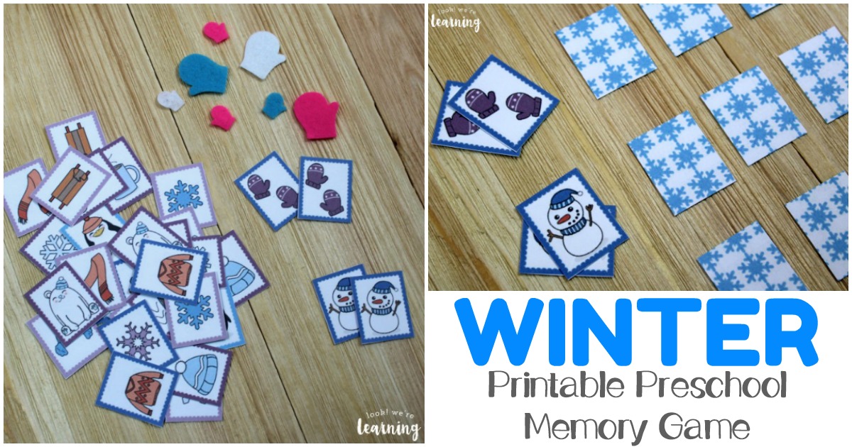Winter Themed Preschool Memory Game for Kids