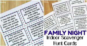 Family Night Printable Indoor Scavenger Hunt Cards