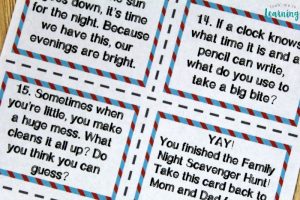 Printable Indoor Scavenger Hunt Cards for Family Night