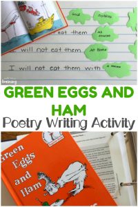 Help your early learner practice rhyming and creative writing with this simple Green Eggs and Ham Poetry Activity!