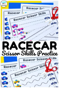 Practice cutting on the lines with these fun racecar themed scissor skills practice worksheets!
