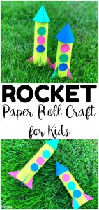 Looking for an easy summer craft for kids? Try this easy paper roll rocket craft kids can make!
