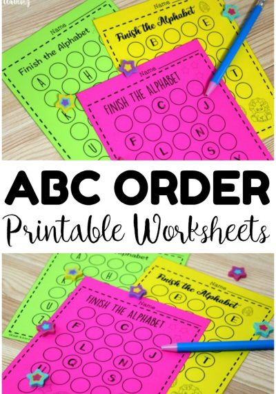 Practice helping early learners memorize the letters of the alphabet with these printable finish the alphabet worksheets for kids! Great for learning alphabetical order!