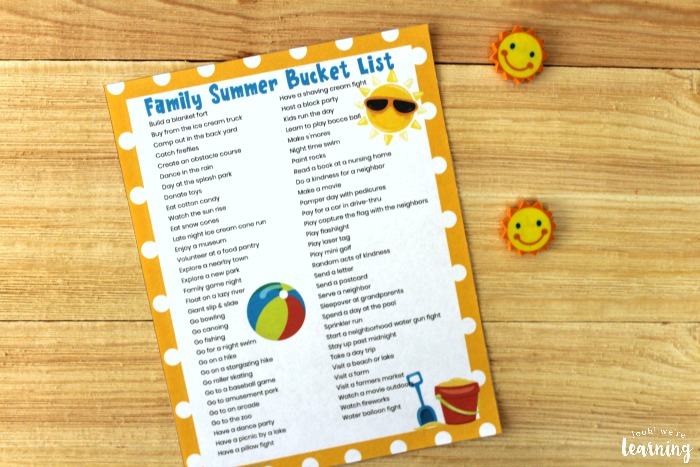 Printable Family Summer Bucket List