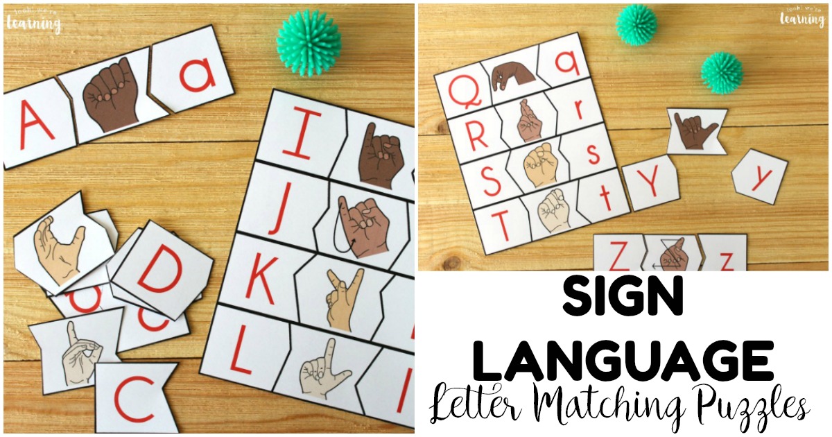 Printable Sign Language Alphabet Matching Puzzles for Kids