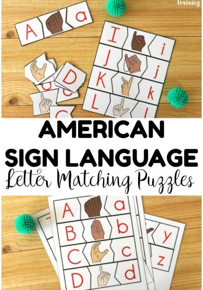 Ready to teach little ones how to sign? These fun sign language letter matching puzzles are perfect for building early signing skills!