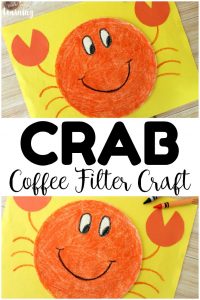 Share a fun and easy summer craft with the kids when you make this easy coffee filter crab craft! Perfect for summer afternoon crafting!