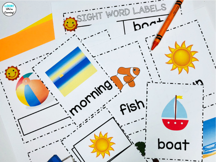 Summer Themed Sight Words Learning Cards