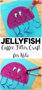 Looking for some easy summer crafts for kids? Try this simple coffee filter jellyfish craft!