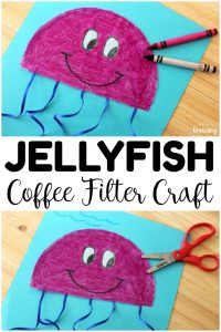 This simple coffee filter jellyfish craft is a perfect easy summer craft for kids! Make a few with your little ones this summer!
