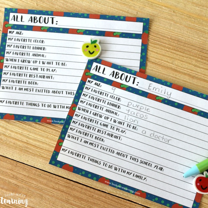All About Me Writing Activity for Back to School