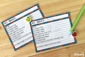Back to School All About Me Writing Prompt for Kids