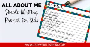 Simple All About Me Writing Prompt for Kids