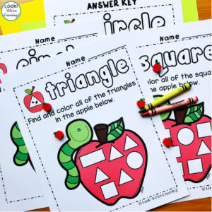 Apple Shape Activity Pages for Kindergarten