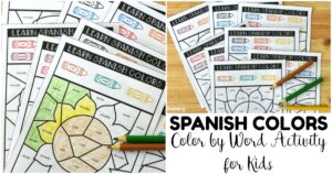 Fun Learn Spanish Colors by Word Activity for Kids