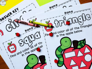 Kindergarten Shape Sorting Worksheets
