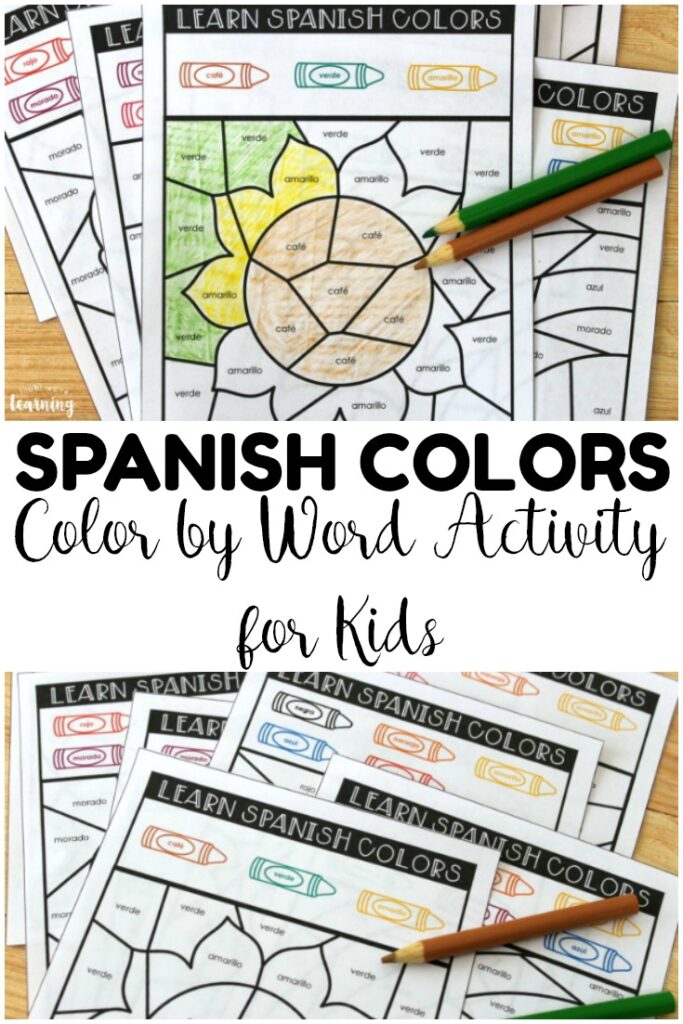 This fun Spanish color word activity is perfect for helping kids learn how to read and write Spanish color vocabulary words!