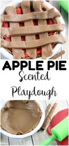 Welcome fall with this fun apple pie playdough recipe for kids! Wonderful as a fall sensory activity for preschoolers!