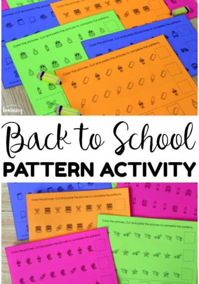 Work on building and completing basic math patterns with this fun back to school pattern activity! Perfect for math center practice!