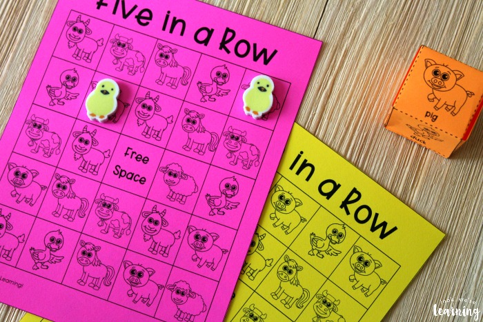 Five In a Row Printable Farm Game for Kids