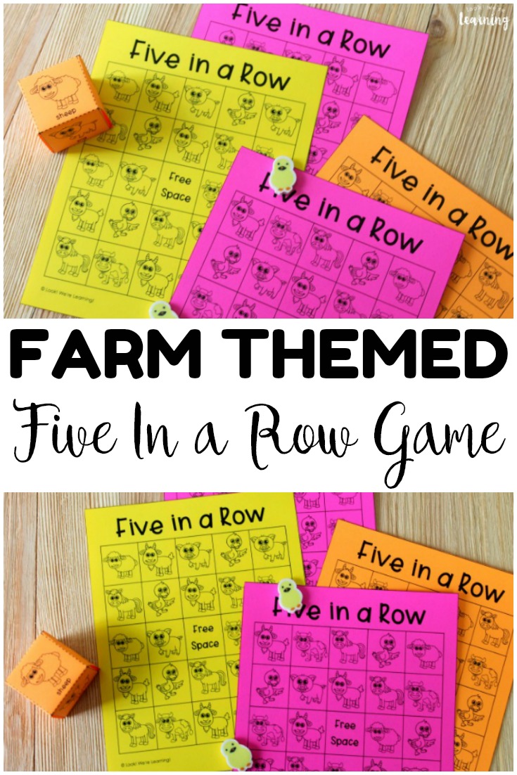 Make counting practice fun with this five in a row printable farm game! Great for early math centers!