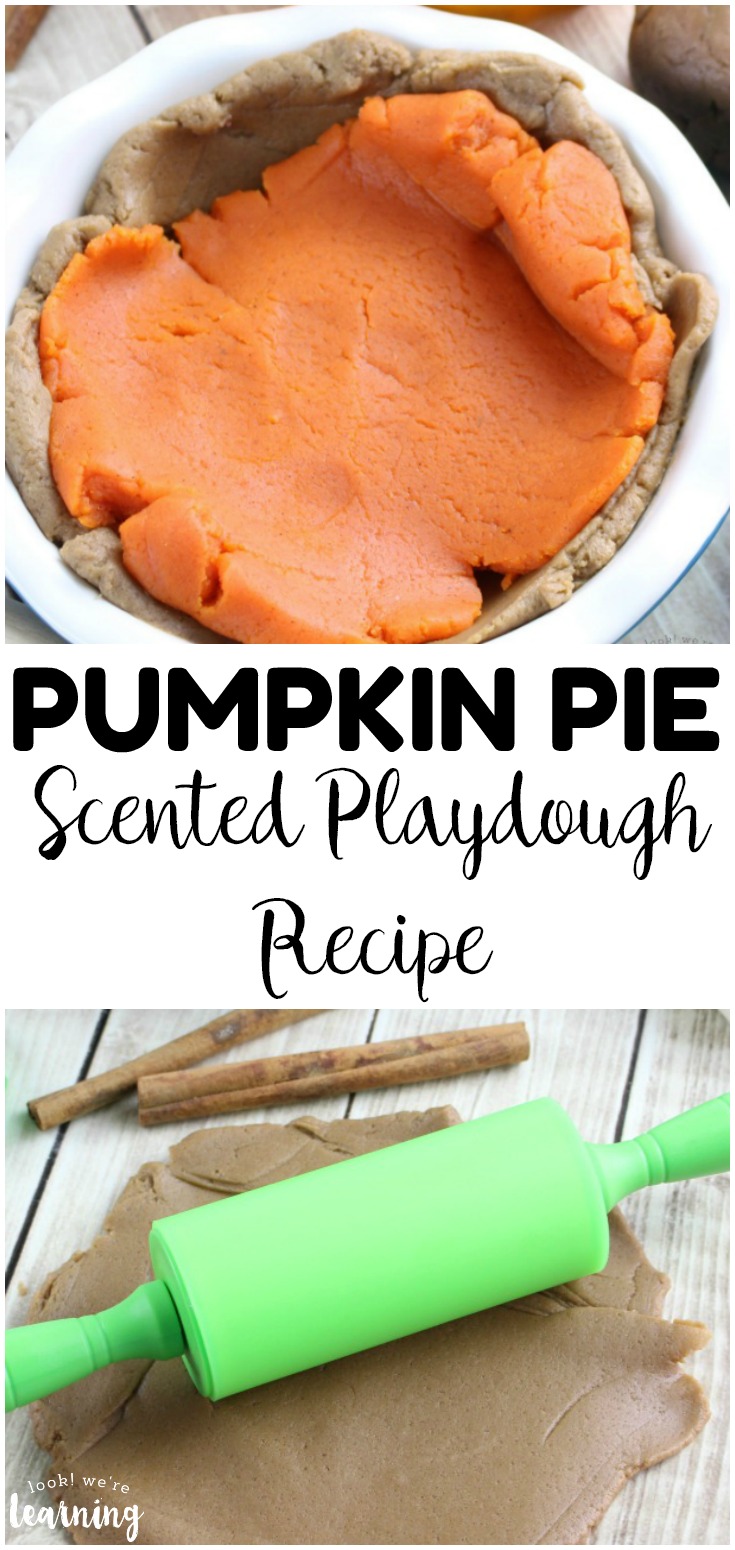 Make up this scented pumpkin pie playdough recipe for some fall sensory fun with the kids! Only takes a few ingredients!