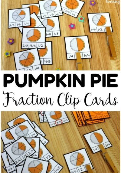 Pick up these pumpkin pie fraction clip cards to help students practice fraction skills during fall! So fun for fall morning tubs and math centers!