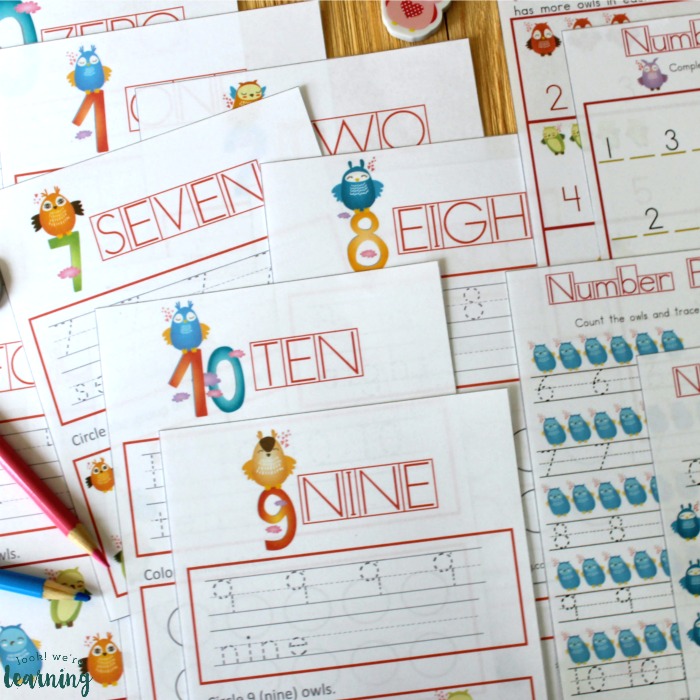 Printable Owl Themed Preschool Numbers Lesson