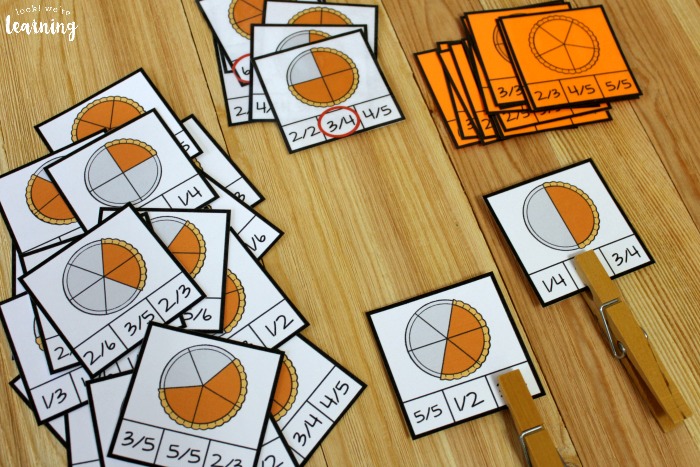 Printable Pumpkin Pie Fraction Clip Cards