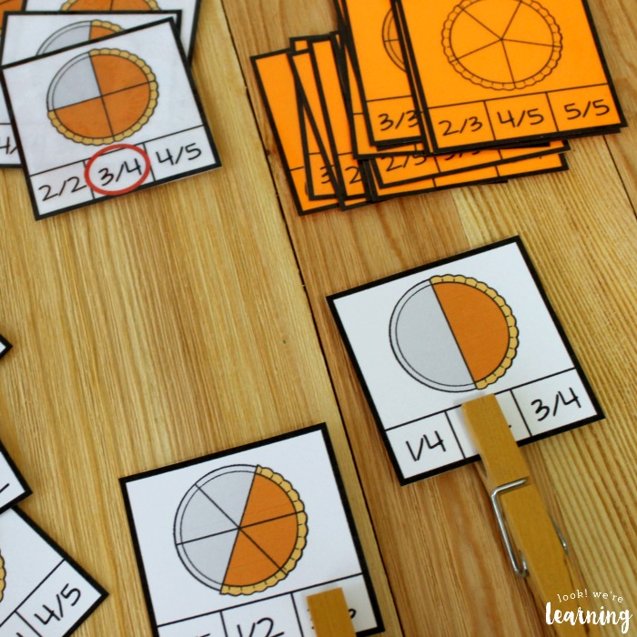 Pumpkin Pie Themed Fraction Clip Cards