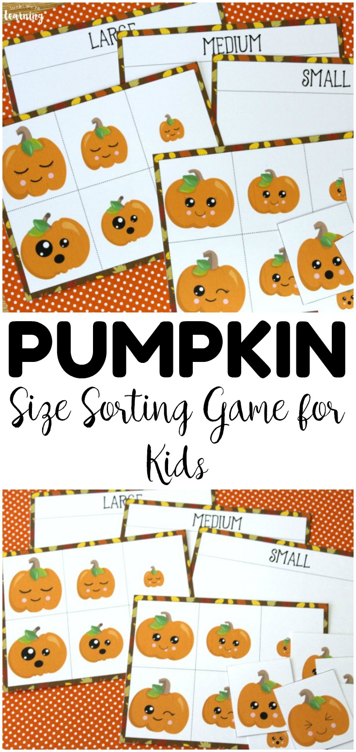 This printable size sorting game for preschool is a perfect way to practice size recognition during fall! Add it to your early math centers!