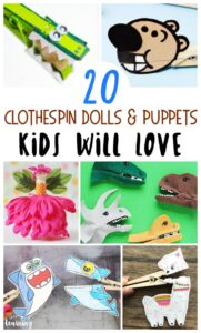 Have spare clothespins laying around the house? Turn them into these fun and easy clothespin puppets for kids to make!
