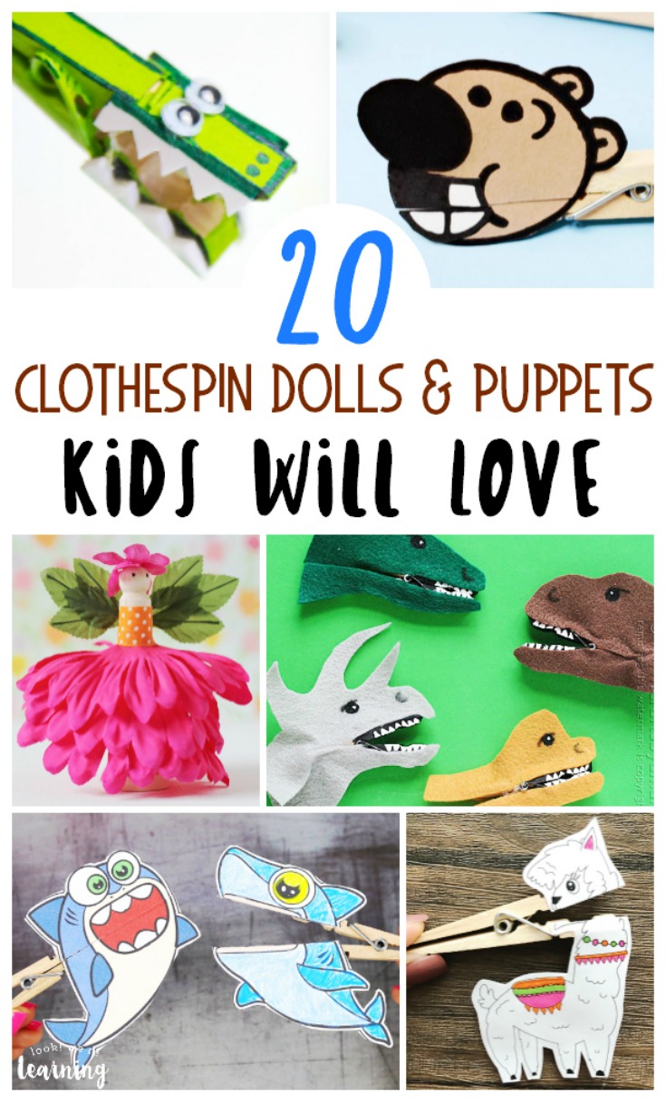 Have spare clothespins laying around the house? Turn them into these fun and easy clothespin puppets for kids to make!