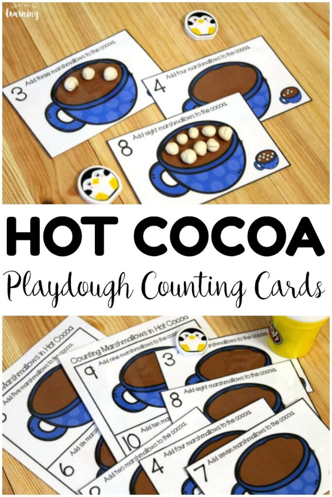 Add these hot cocoa playdough 1-10 counting cards to winter math centers for easy counting practice! Great for morning tubs too!
