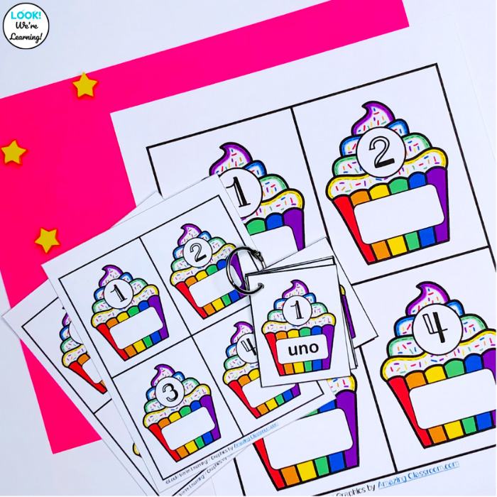 Cupcake Number Word Match for Kids