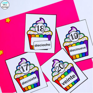 Cupcake Spanish Number Word Matching