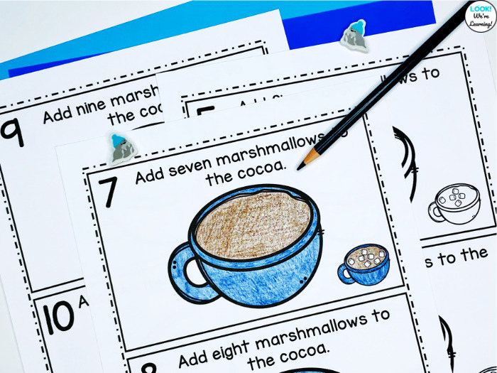 Hot Cocoa 1-10 Counting Cards for Coloring