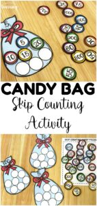 Practice skip counting by 5, 100, and 1000 with this printable candy bag skip counting activity for second grade! Great for second grade math centers!
