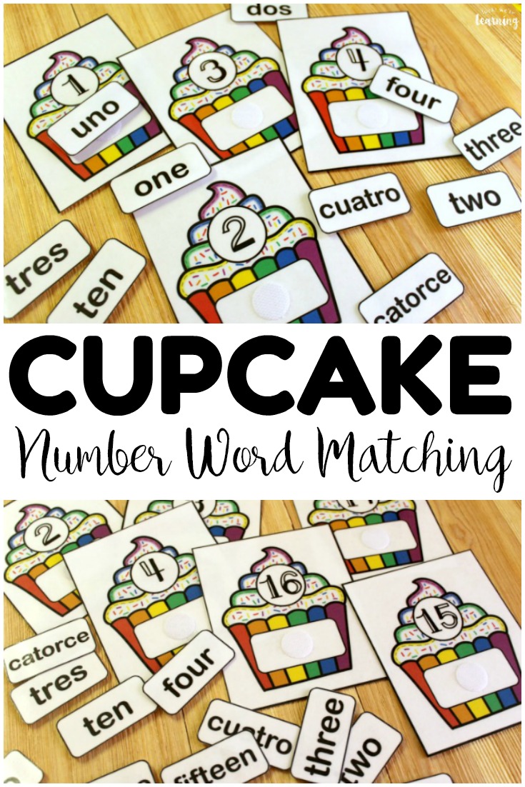 Pick up this cupcake English and Spanish number word matching activity to build number recognition with early grades! Perfect for math centers!