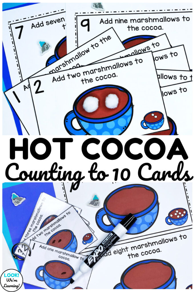 These hot cocoa 1-10 counting cards are perfect for winter counting practice with early learners!