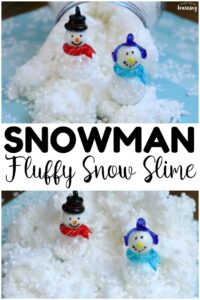 This fun and easy snowman slime is so fun for sensory play during winter! Mix up a few jars and hand them out as gifts for little ones!