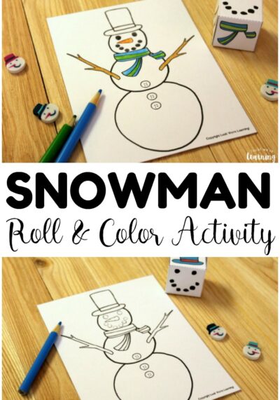 This quick roll a snowman winter art activity makes a great winter art game for kids!