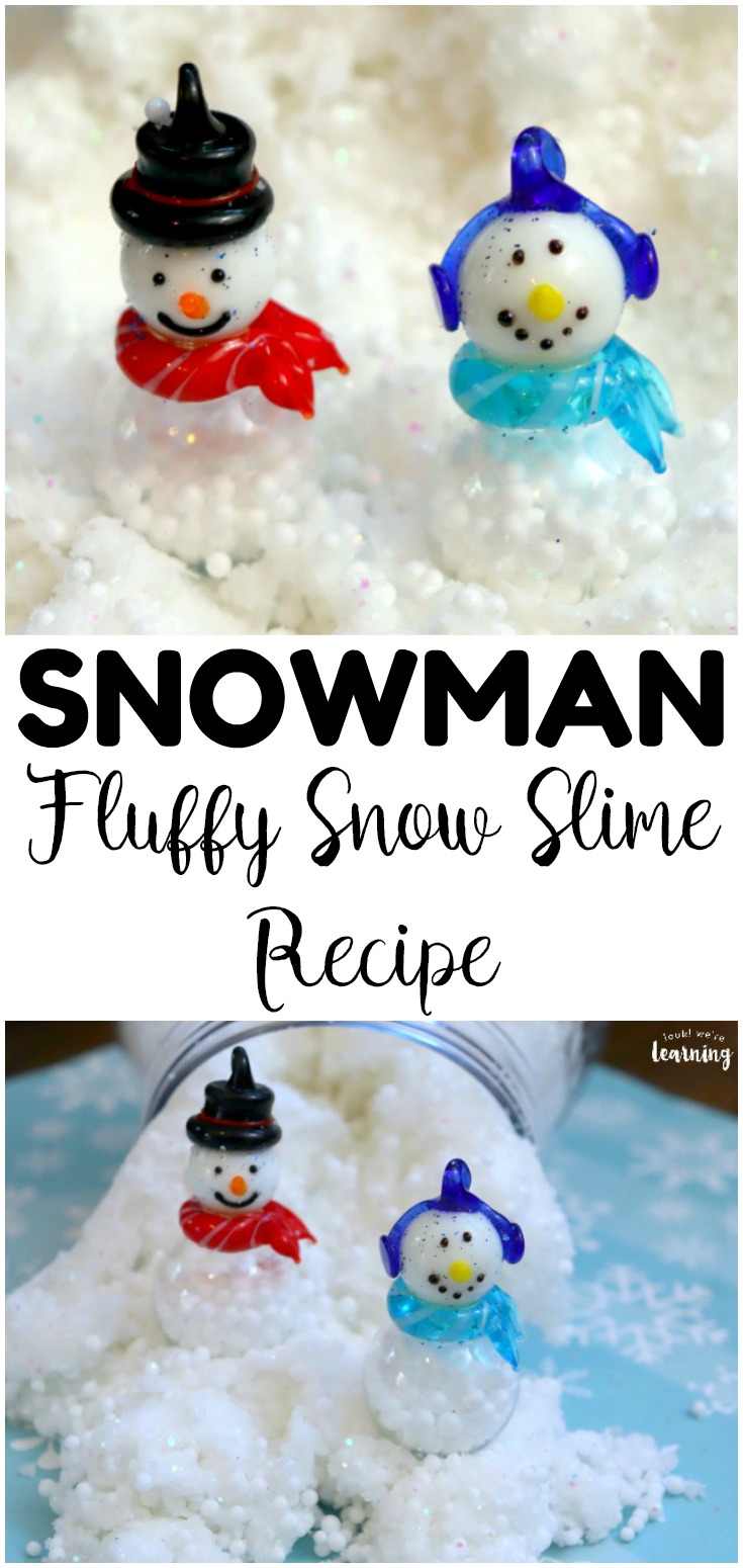 Whip up this fluffy snow slime recipe to have indoor fun in the snow! Perfect for winter sensory play!