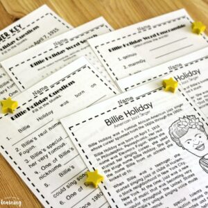 Simple Printable Mini Billie Holiday History Lesson