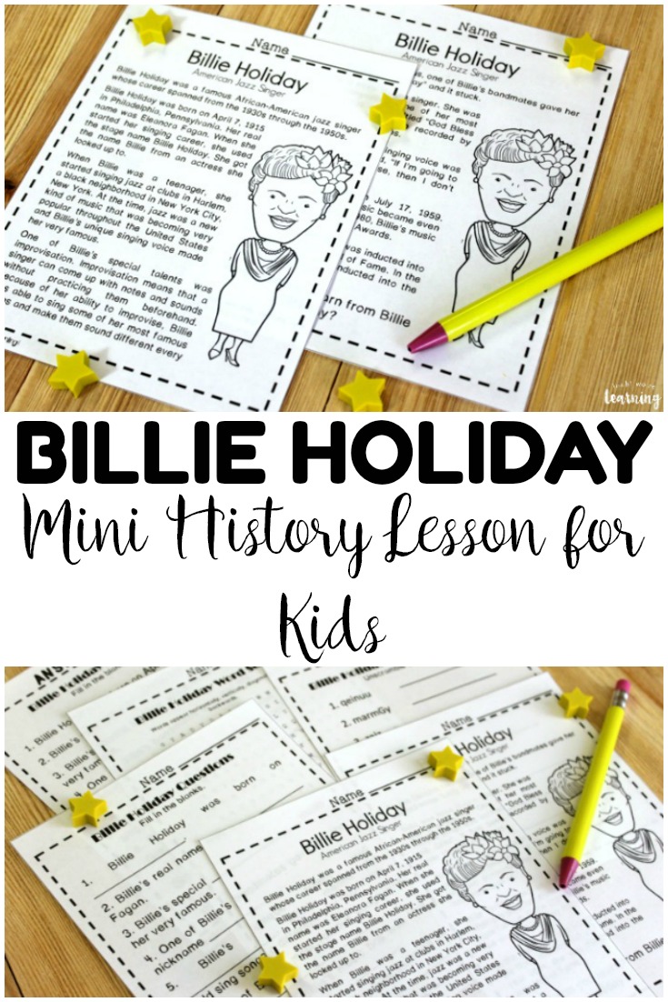Teach students about early jazz history with this mini Billie Holiday history lesson for kids! A great addition to a music history unit!