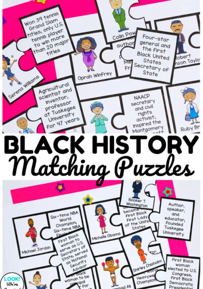 These Black history matching puzzles are a fun way to teach elementary students about notable Black Americans!