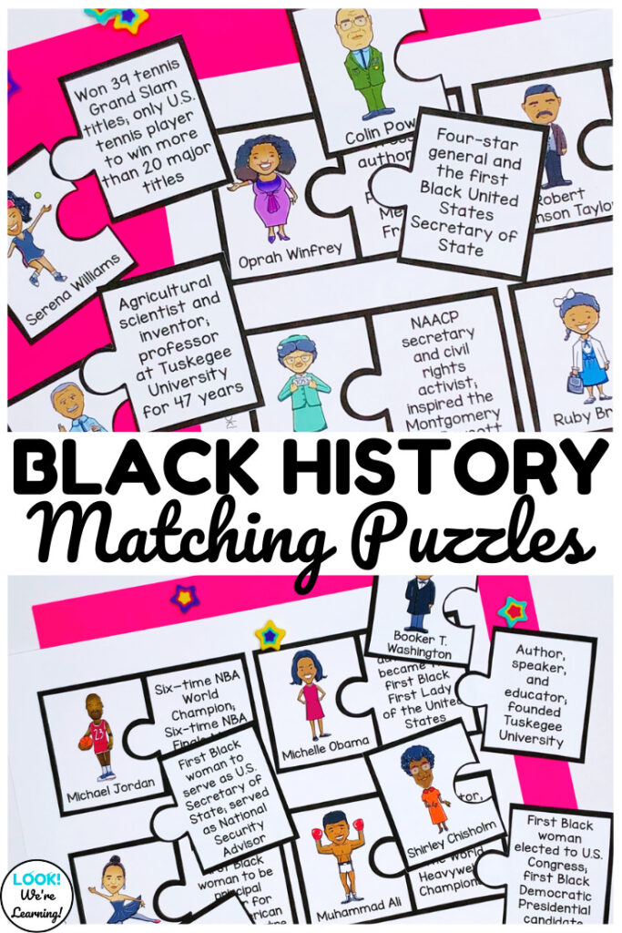 These Black history matching puzzles are a fun way to teach elementary students about notable Black Americans!