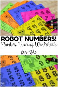 Robot Number Tracing Worksheets For Kids Look We re Learning 